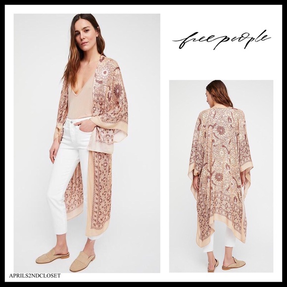 FREE PEOPLE BOHO KIMONO FLOWY CARDIGAN CAPE A2C - Picture 15 of 15